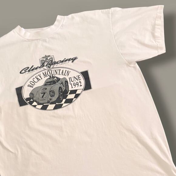 1993 Porsche Club of America T-Shirt Mens XL White Oneita Rocky Mountain Cotton